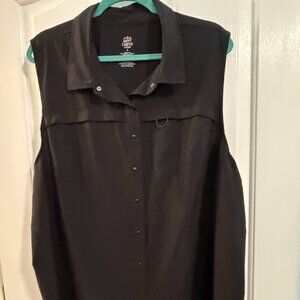 Happy Camper by Torrid Black Sleeveless Button-Front Top Size 3